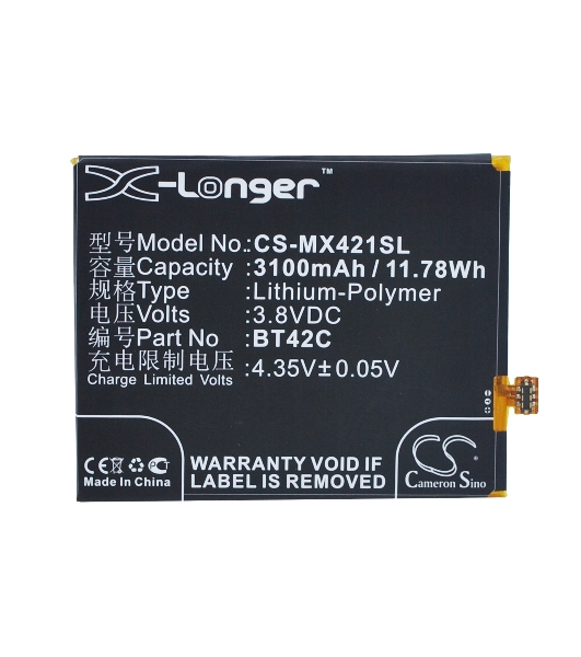 Аккумулятор CS-MX421SL BT42C для Meizu M2 Note 3.8V, 3100mAh, 11.78Wh