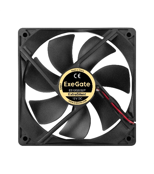 Вентилятор корпусной ExeGate ExtraSilent ES12025S2P, 120 мм, 1300 об/мин, 22 дБ, 2-pin, без подсветки