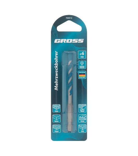 Сверло универсальное Gross Multipurpose PRO, 6-гр. хвостовик, 6мм