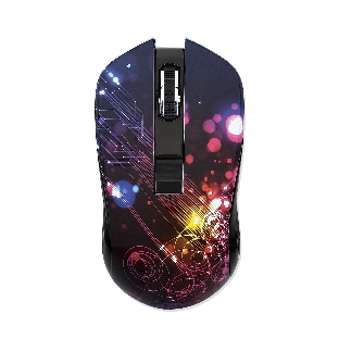 Мышь беспроводная Qumo Fractal M25 черный, 1600 dpi, радиоканал, USB, кнопки - 4