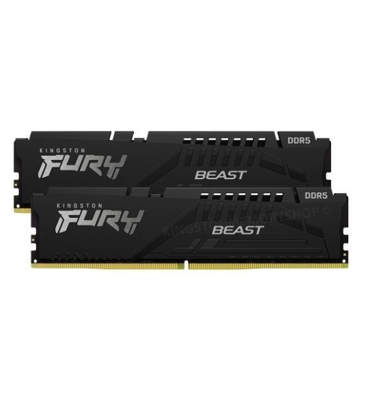 Оперативная память Kingston Fury Beast, DDR5, 16GB (2x8GB), 5200MHz, CL40, DIMM, радиатор, черный