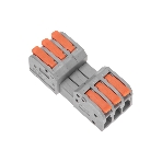 Клемма Rexant СМК 222-423R проходная разъемная 3 полюса серый 0,2-2,5/4 мм² (блистер 5 шт/уп), фото 1