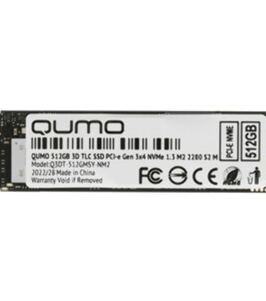 Накопитель SSD QUMO Novation, 512Gb, PCIe 3.0 x4, M.2 2280, NVMe, R/W 2500/1900