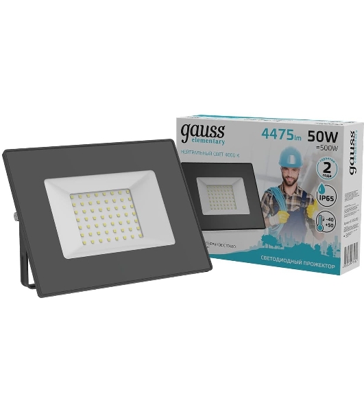 Прожектор светодиодный Elementary 50W 4475lm 4000К 200-240V IP65 черный LED