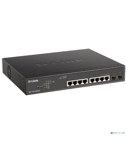 Коммутатор D-Link DGS-1100-10MPPV2/A3A, 8×1 Гбит/с + 2×1 Гбит/с SFP, настраиваемый