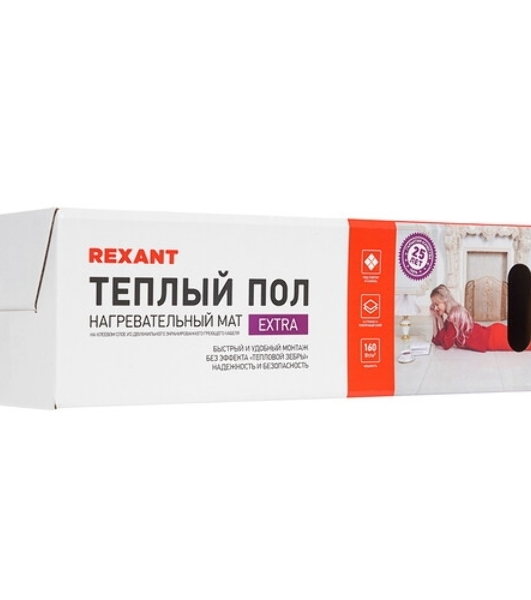 Теплый пол (нагревательный мат) Rexant Extra, площадь 3,5 м2 (0,5 х 7,0 метров), 560Вт, (двух жильный)