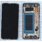 Дисплей (модуль) для Samsung Galaxy S10 SM-G973F в сборе с тачскрином и рамкой OLED черный, фото 1
