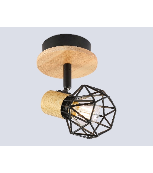 Светильник Ambrella light TR8751 BK/WD черный/дерево IP20 E27 D115*175