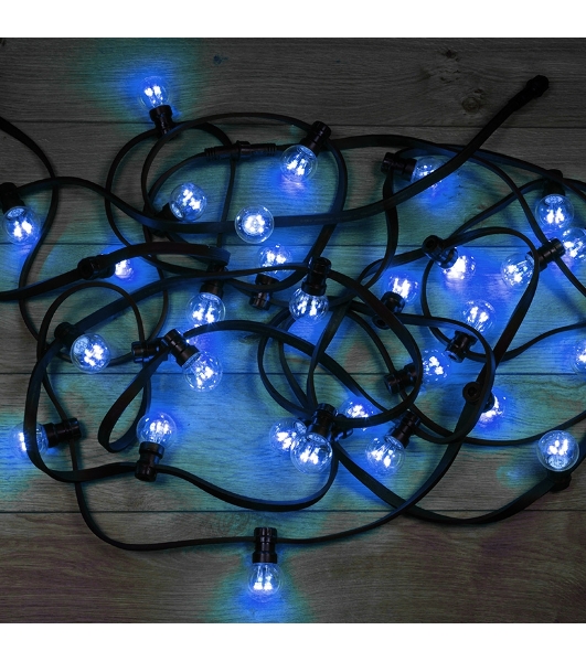 Гирлянда Neon-night LED Galaxy Bulb String 10м, черный каучук, 30 лампx6 LED синий, влагостойкая IP65