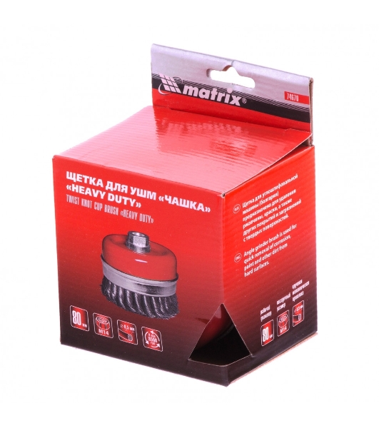 Щетка Matrix для УШМ Heavy Duty, 80 мм, М14, Чашка, крученая проволока 0,5 мм
