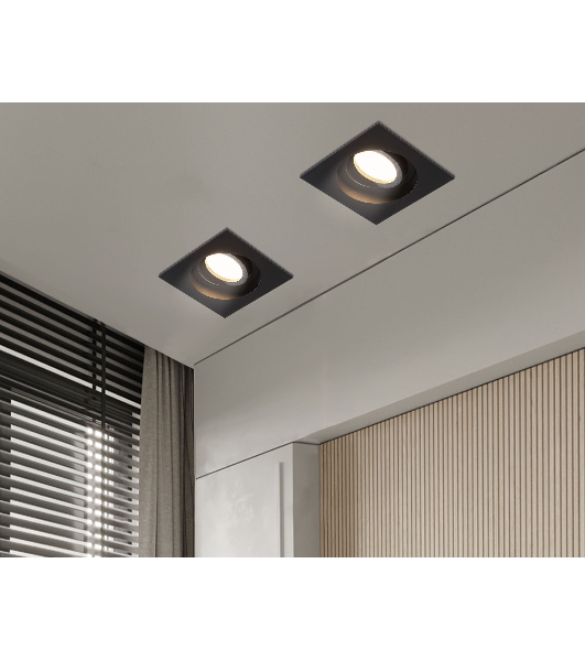 Встраиваемый поворотный точечный светильник Ambrella light TN102758 BK черный IP20 GU5.3 100*100*32