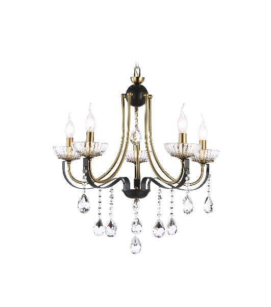 Светильник Ambrella light TR4952/5 BK/GD/CL черный/золото/прозрачный E14*5 max 40W D620*670