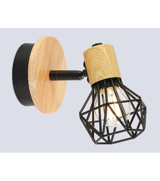 Светильник Ambrella light TR8751 BK/WD черный/дерево IP20 E27 D115*175