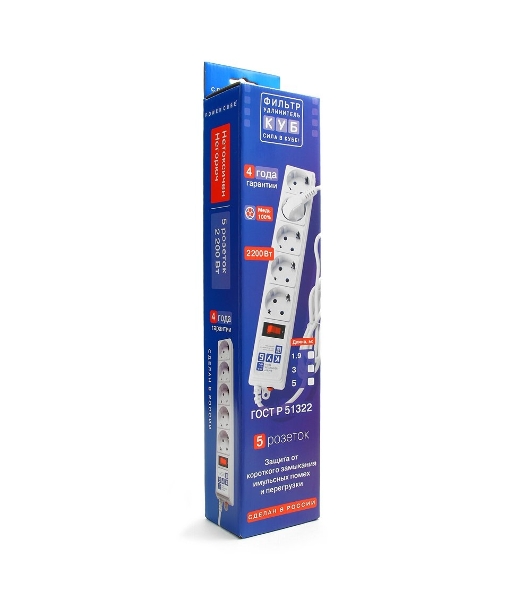 Сетевой фильтр Powercube SPG-B-6-WHITE 1.9 м, 5 розеток, белый, коробка
