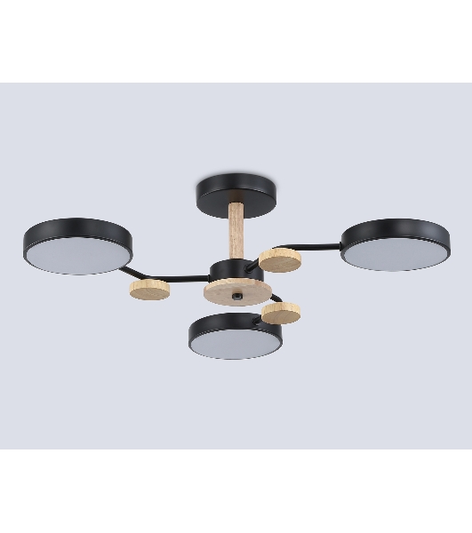 Светильник Ambrella light FL4857/3 BK/WD черный/дерево 54W 3000-6000K D660*170 (без ПДУ)