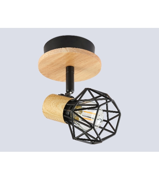 Светильник Ambrella light TR8751 BK/WD черный/дерево IP20 E27 D115*175