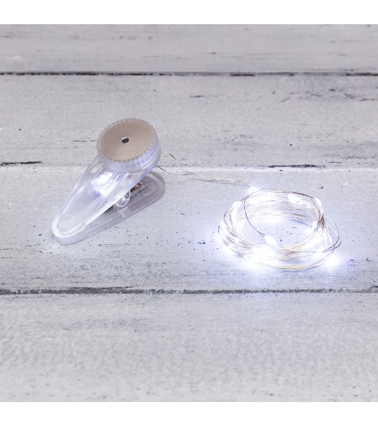 Гирлянда Neon-night 'Роса' с прищепкой 3 м, 30 LED, белое свечение, 2хCR2032 в комплекте