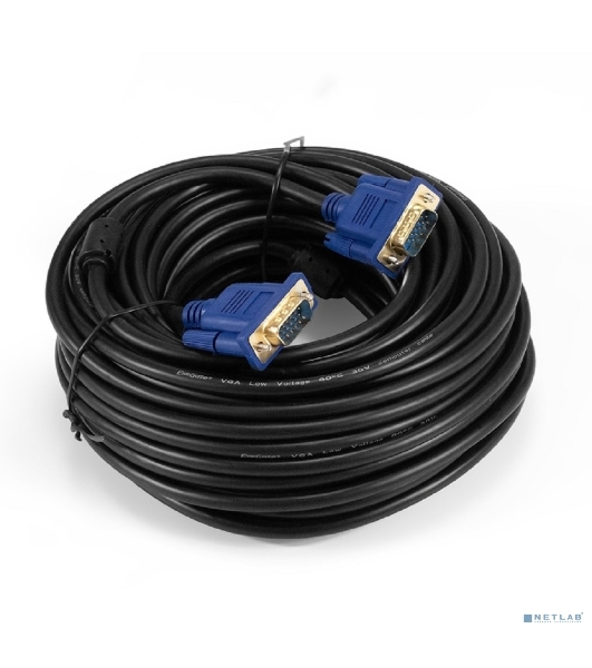 Кабель VGA Pro ExeGate EX-CC-PVGA-15M15M-30.0 (15M/15M, 30м, 2 фильтра, позолоченные контакты, экран)
