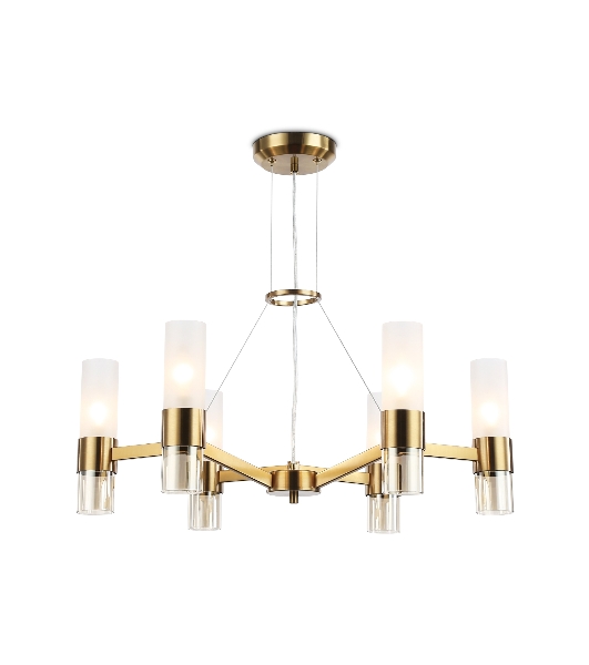 Люстра Ambrella light LH55114/6 BS/FR/TI латунь/белый матовый/янтарь E14*6 max 40W D650*1080
