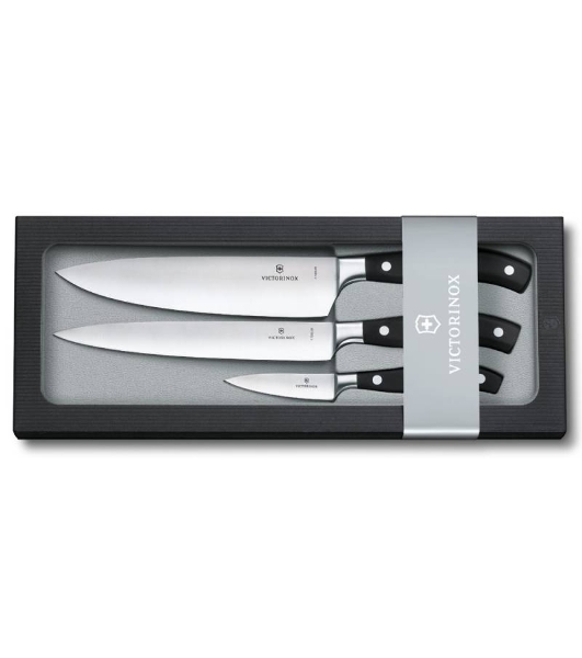 Набор ножей кухонных Victorinox Forged Chefs (7.7243.3) компл.: 3 шт черный, подар. коробка