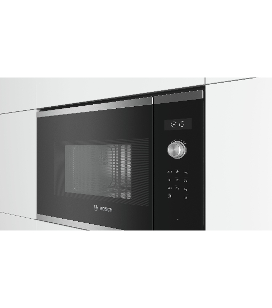 Встраиваемая микроволновая печь Bosch BFL524MS0 нержавеющая сталь, 20 л, 800 Вт, переключатели - поворотный механизм/сенсор