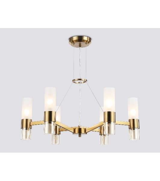 Люстра Ambrella light LH55114/6 BS/FR/TI латунь/белый матовый/янтарь E14*6 max 40W D650*1080