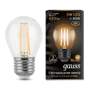 Лампа светодиодная Filament Шар E27 5Вт 2700К Gauss 105802105