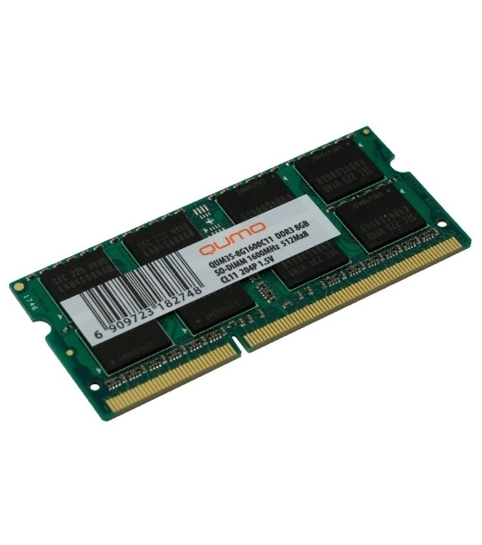 Оперативная память Qumo, DDR3, 8GB (1x8GB), 1600MHz, CL11, SO-DIMM