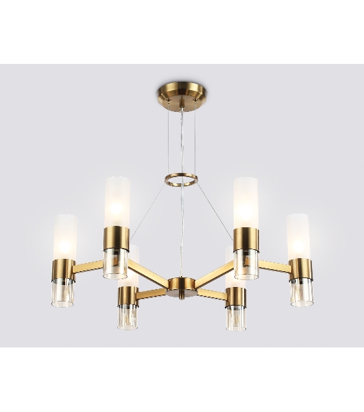 Люстра Ambrella light LH55114/6 BS/FR/TI латунь/белый матовый/янтарь E14*6 max 40W D650*1080