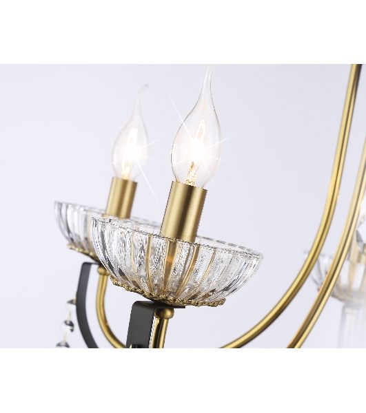 Светильник Ambrella light TR4952/5 BK/GD/CL черный/золото/прозрачный E14*5 max 40W D620*670