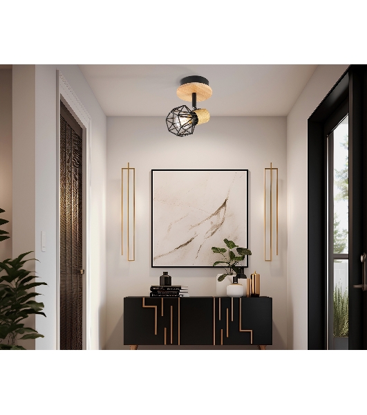 Светильник Ambrella light TR8751 BK/WD черный/дерево IP20 E27 D115*175