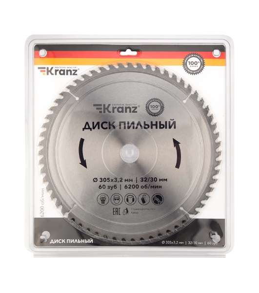 Диск пильный Kranz 305 мм х 60 зуб х 32/30 мм
