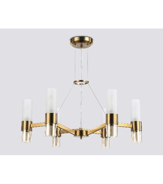 Люстра Ambrella light LH55114/6 BS/FR/TI латунь/белый матовый/янтарь E14*6 max 40W D650*1080