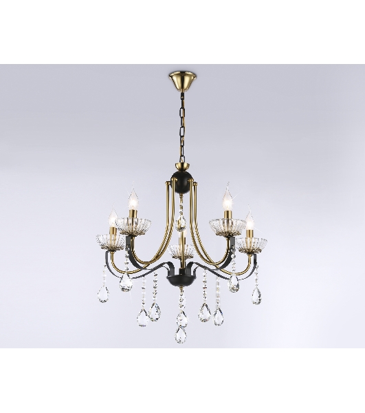 Светильник Ambrella light TR4952/5 BK/GD/CL черный/золото/прозрачный E14*5 max 40W D620*670