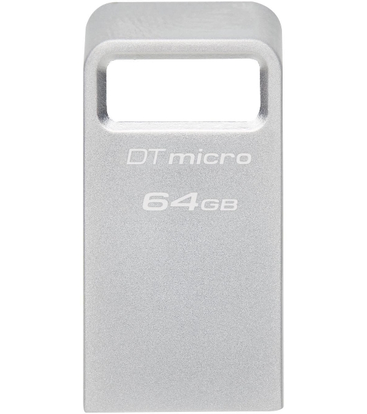 Флешка USB Kingston DataTraveler Micro (DTMC3G2/64Gb), 64Gb, USB 3.2 Gen 1, R/W 200/60, серебристый