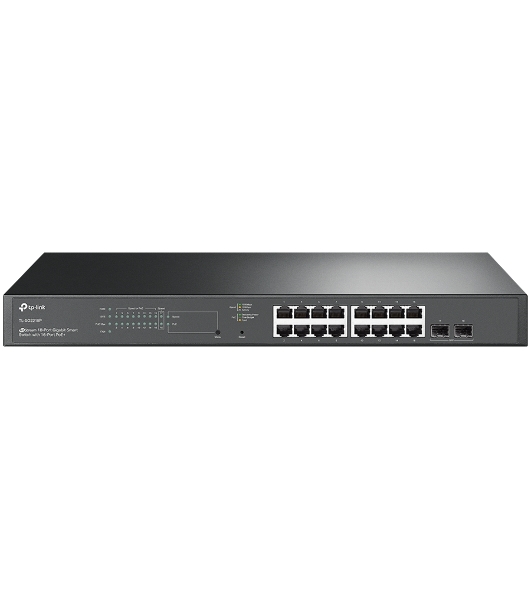Коммутатор TP-Link TL-SG2218P JetStream Smart с 16 гигабитными портами PoE+ и 2 гигабитными портами SFP