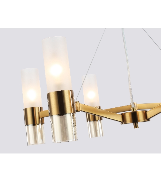 Люстра Ambrella light LH55114/6 BS/FR/TI латунь/белый матовый/янтарь E14*6 max 40W D650*1080