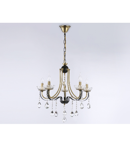 Светильник Ambrella light TR4952/5 BK/GD/CL черный/золото/прозрачный E14*5 max 40W D620*670