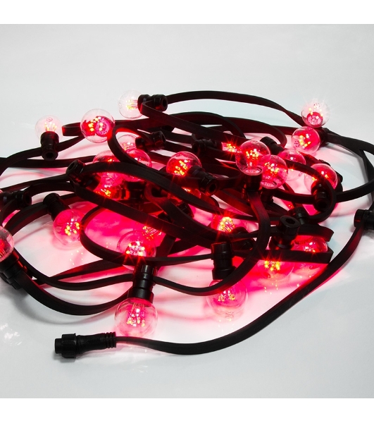 Гирлянда Neon-night LED Galaxy Bulb String 10м, черный каучук, 30 лампx6 LED красный, влагостойкая IP65