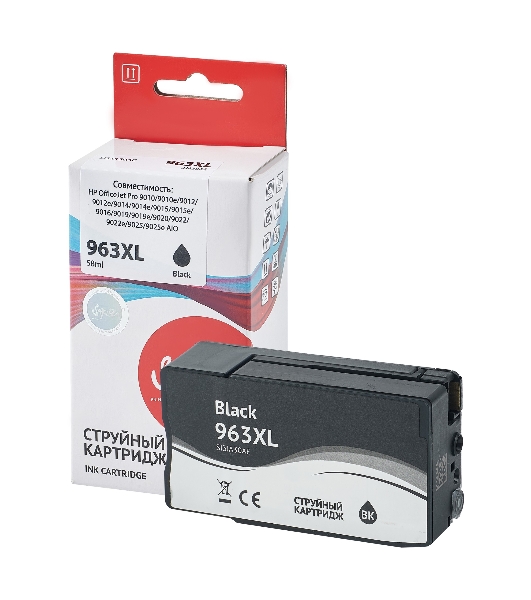 Картридж струйный Sakura 3JA30AE (№963XL Black) для HP, черный, 58 мл., 2000 к.