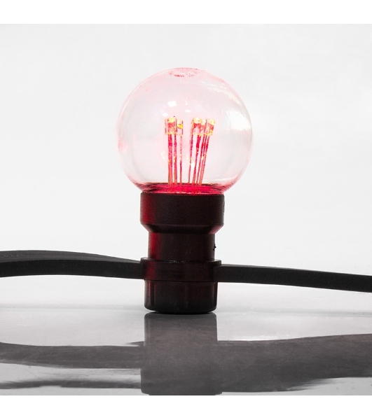 Гирлянда Neon-night LED Galaxy Bulb String 10м, черный каучук, 30 лампx6 LED красный, влагостойкая IP65
