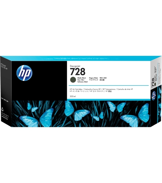 Картридж струйный HP 728 с матовыми черными чернилами для принтеров Designjet, 300 мл