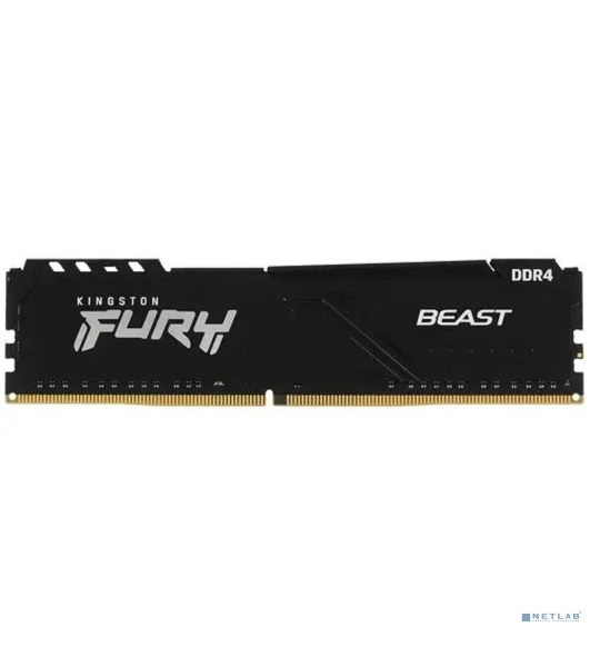 Оперативная память Kingston Fury Beast, DDR4, 16GB (1x16GB), 3200MHz, CL16, DIMM, с радиатором, черный