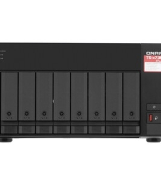 Сетевое хранилище без дисков SMB QNAP TS-873A-8G NAS, 8 trays 3,5'/2,5', 2x2,5 GbE BASE-T, 2 x M.2 NVMe 2280 slots, quad-core AMD Ryzen V1500B 2,2 GHz, 8 Gb SO-DIMM DDR4 (1 x 8 Gb) up to 64Gb (2x32 Gb)
