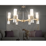 Люстра Ambrella light LH55114/6 BS/FR/TI латунь/белый матовый/янтарь E14*6 max 40W D650*1080, фото 1