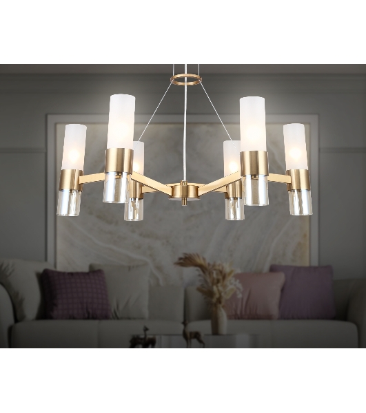 Люстра Ambrella light LH55114/6 BS/FR/TI латунь/белый матовый/янтарь E14*6 max 40W D650*1080