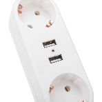Двойник электрический Rexant линейный 16 А с заземлением + 2 USB-порта, 2,4 А, белый, фото 1