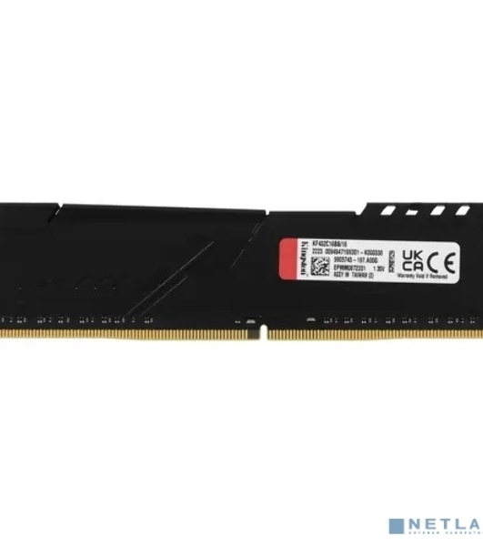 Оперативная память Kingston Fury Beast, DDR4, 16GB (1x16GB), 3200MHz, CL16, DIMM, с радиатором, черный