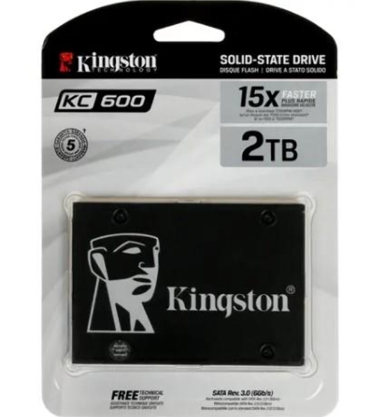 Накопитель SSD Kingston KC600, 2Tb, SATA III, 2.5', R/W 550/520