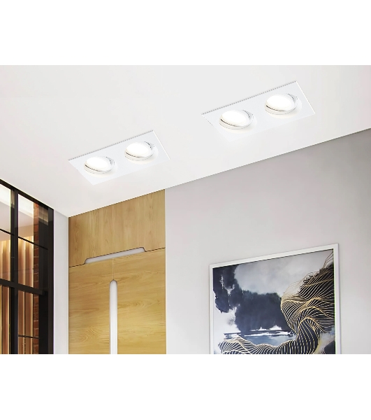 Встраиваемый поворотный точечный светильник Ambrella light TN102759/2 WH белый IP20 GU5.3/2 200*100*32